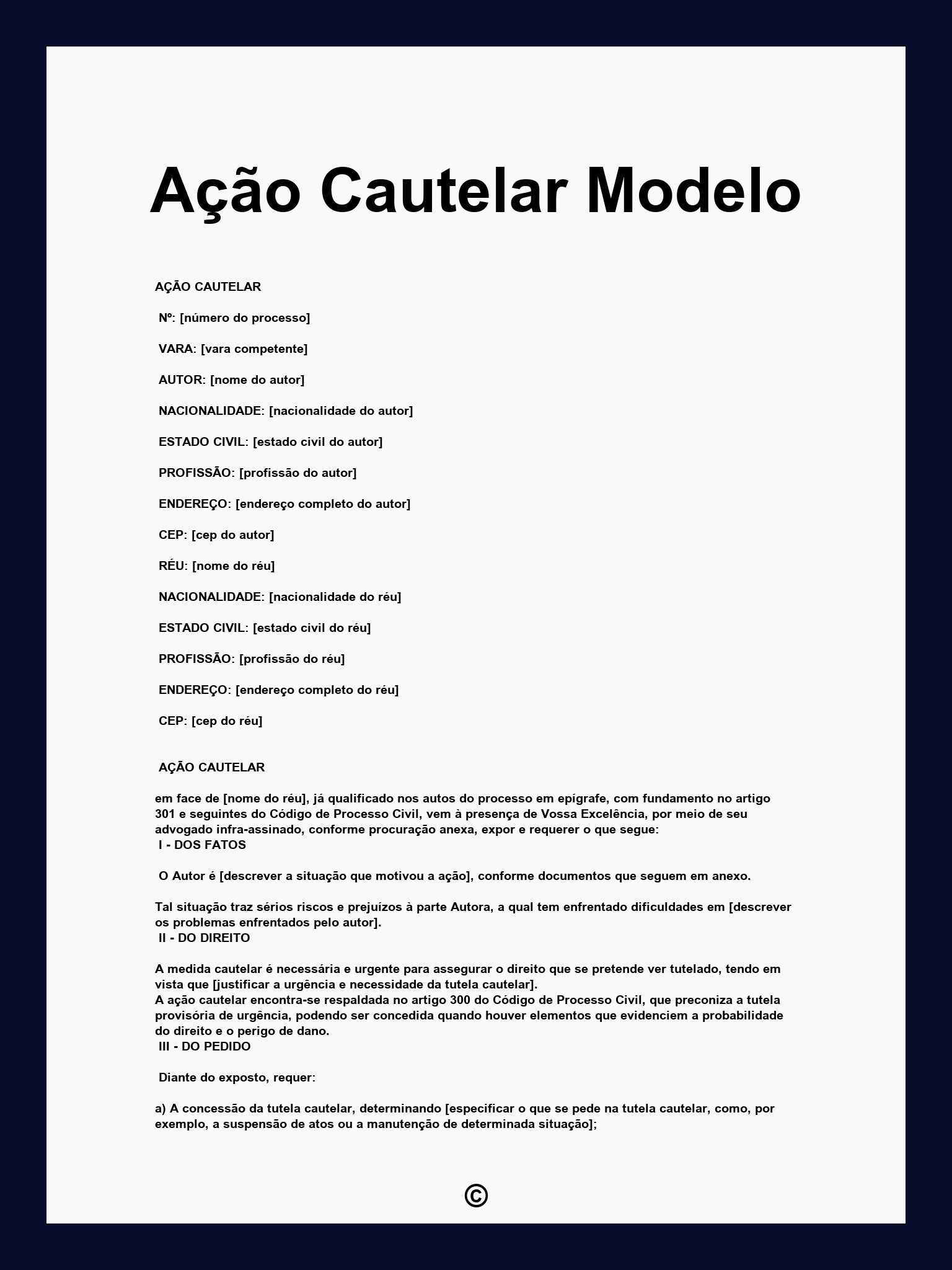 Ação Cautelar Modelo