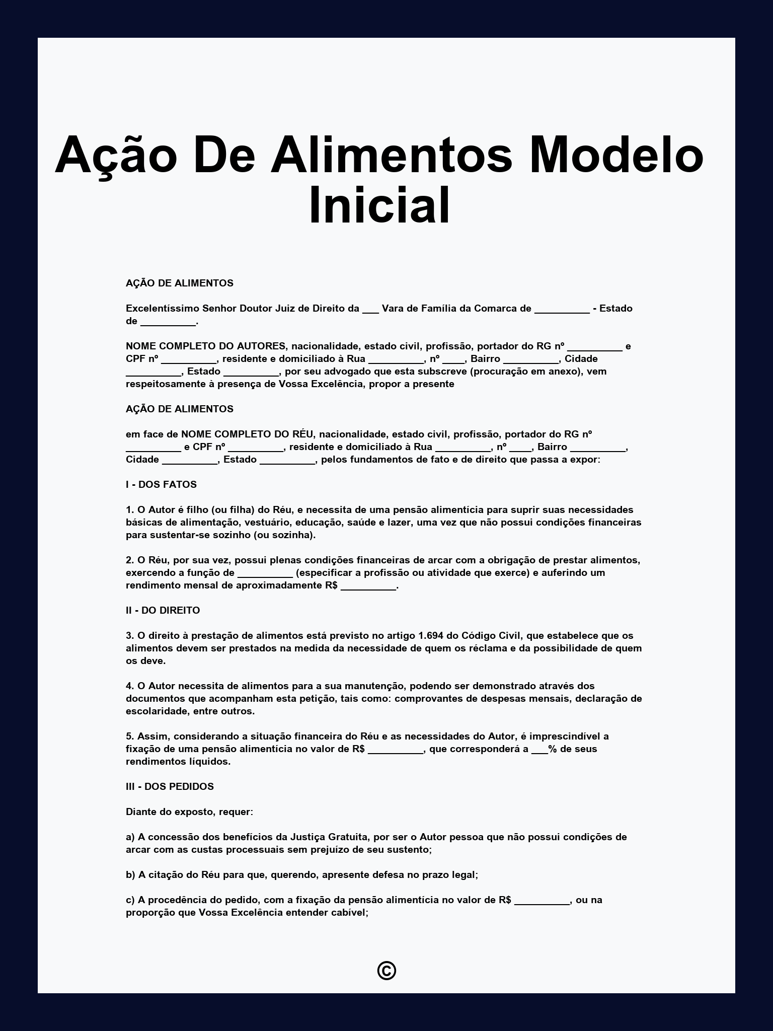 Ação De Alimentos Modelo Inicial