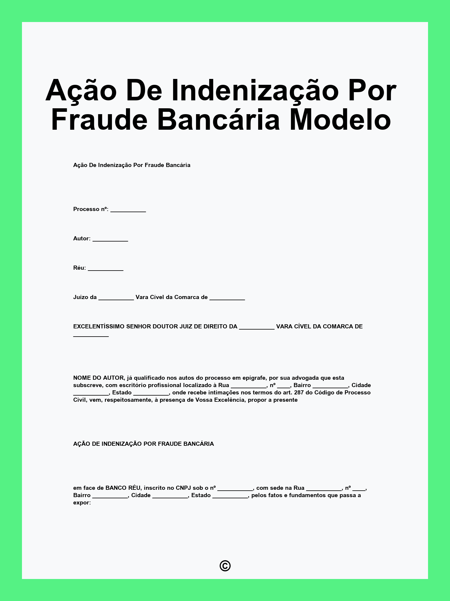 Ação De Indenização Por Fraude Bancária Modelo
