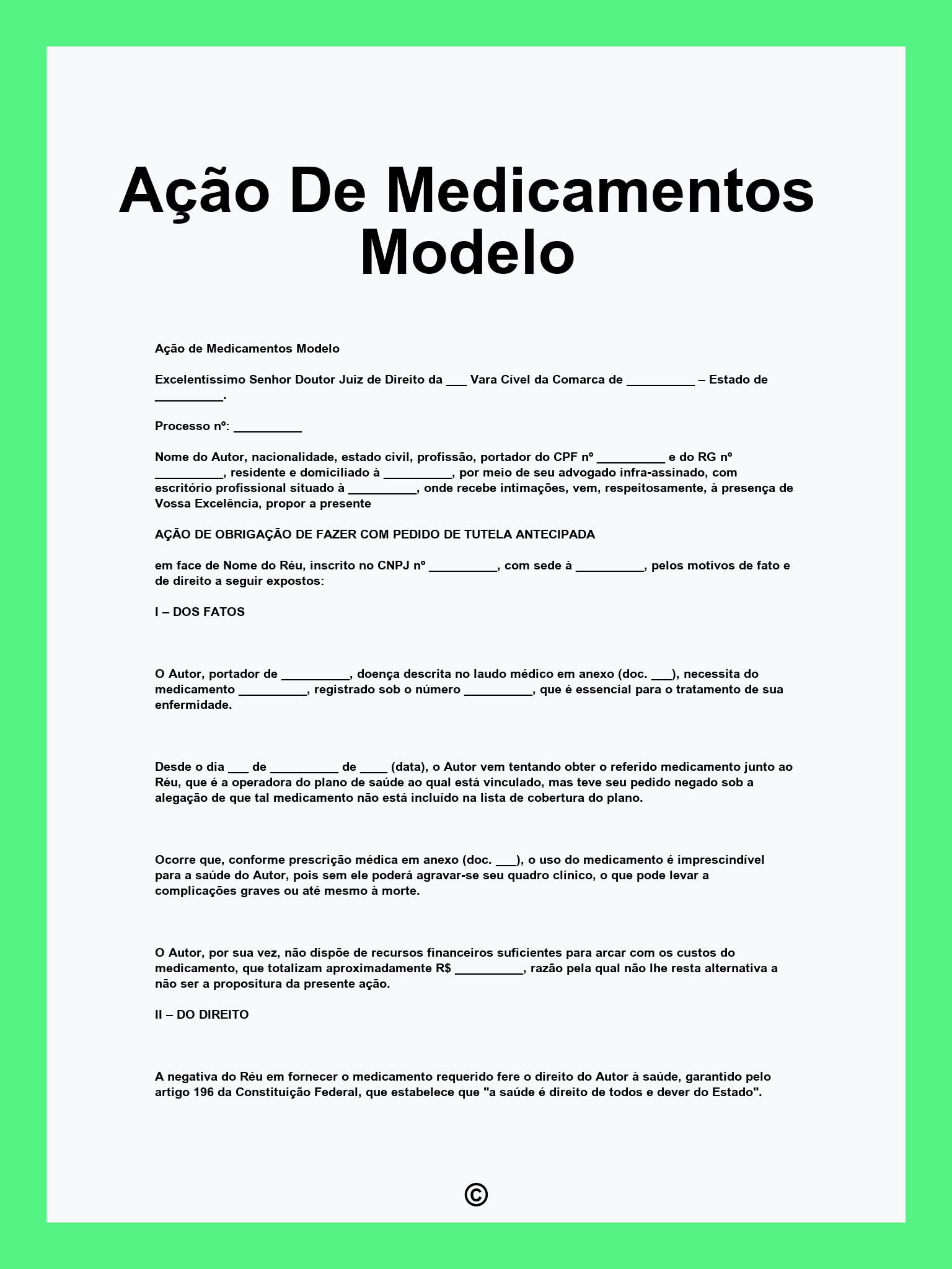 Ação De Medicamentos Modelo