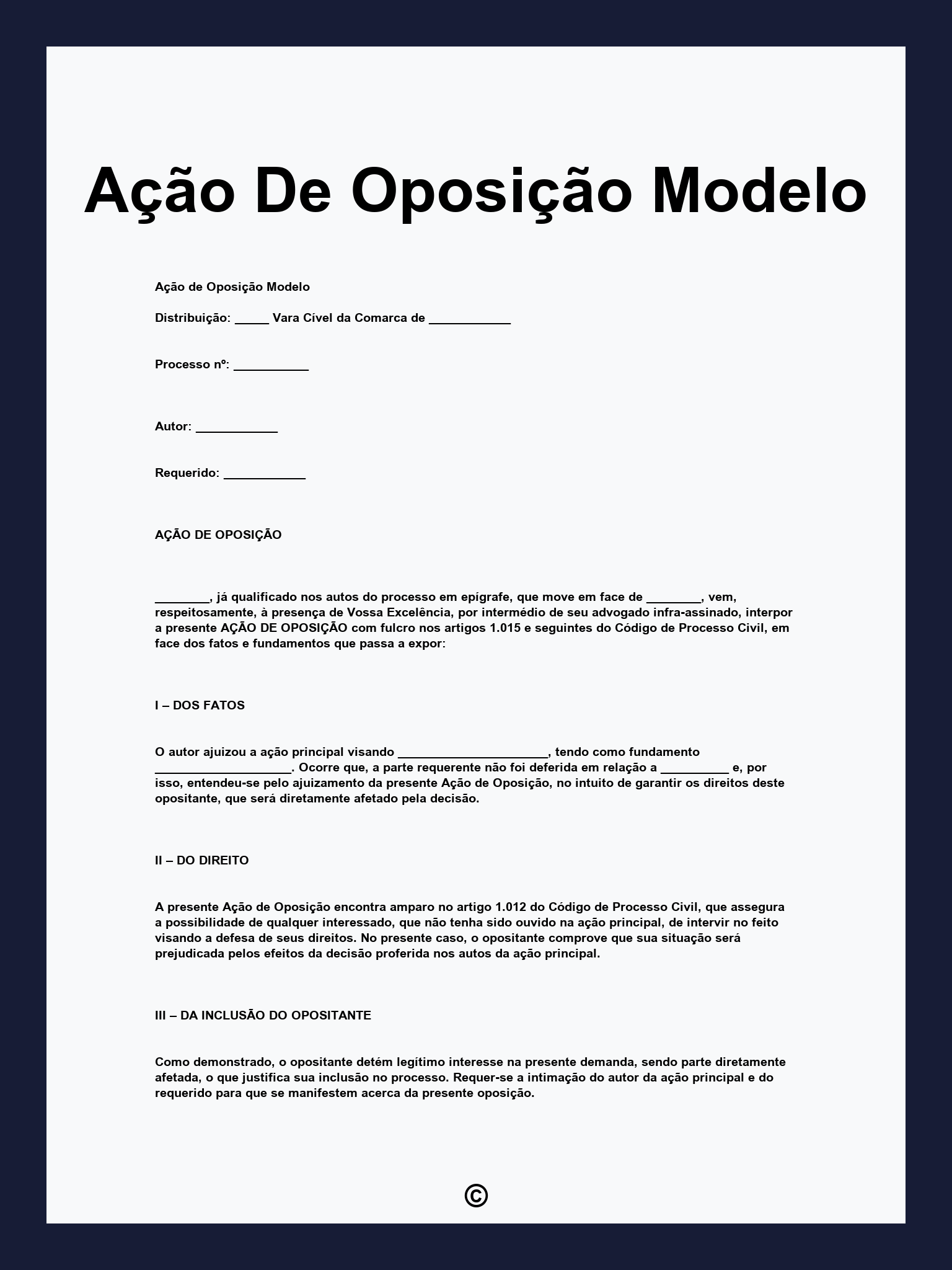 Ação De Oposição Modelo