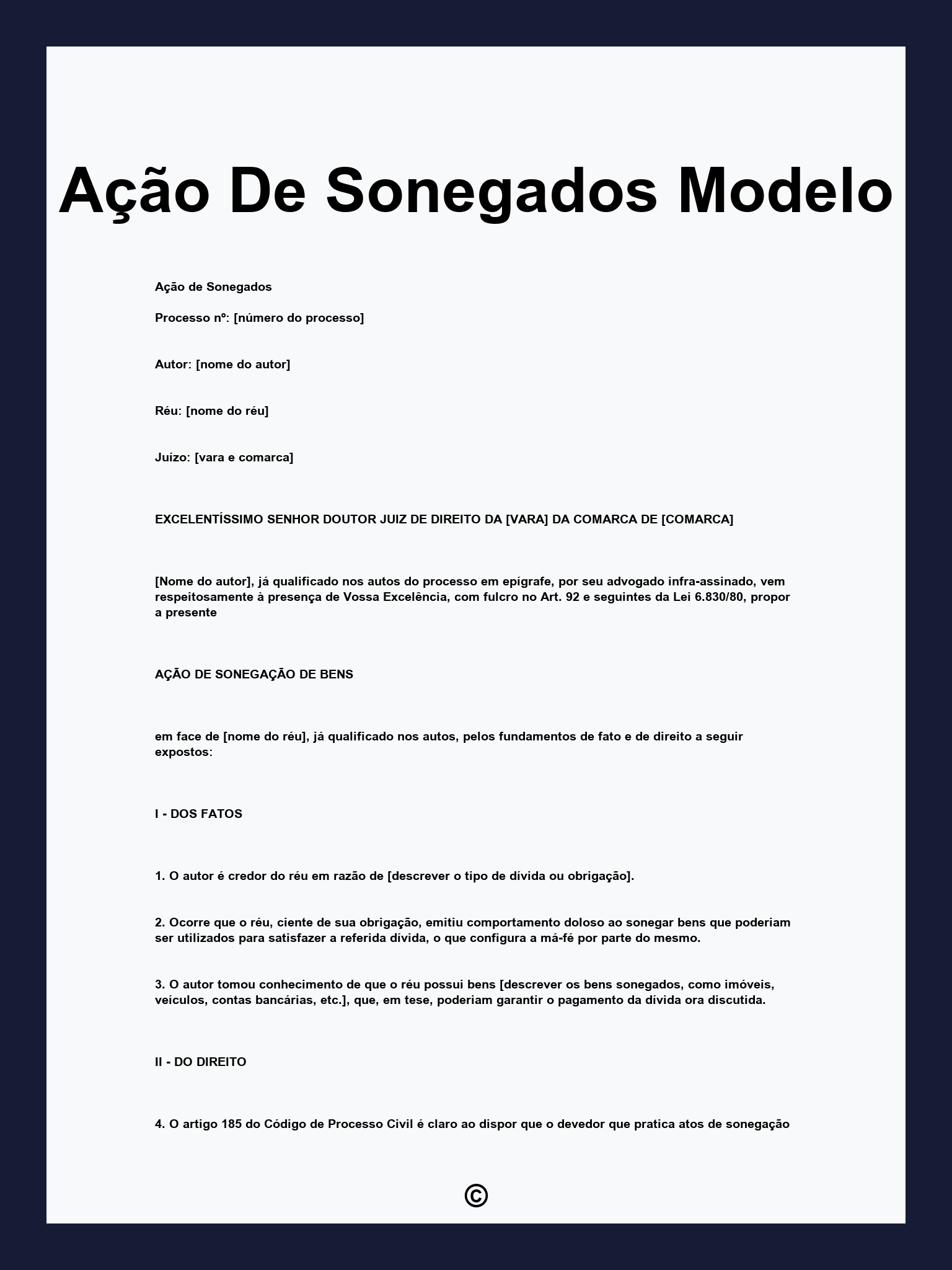 Ação De Sonegados Modelo