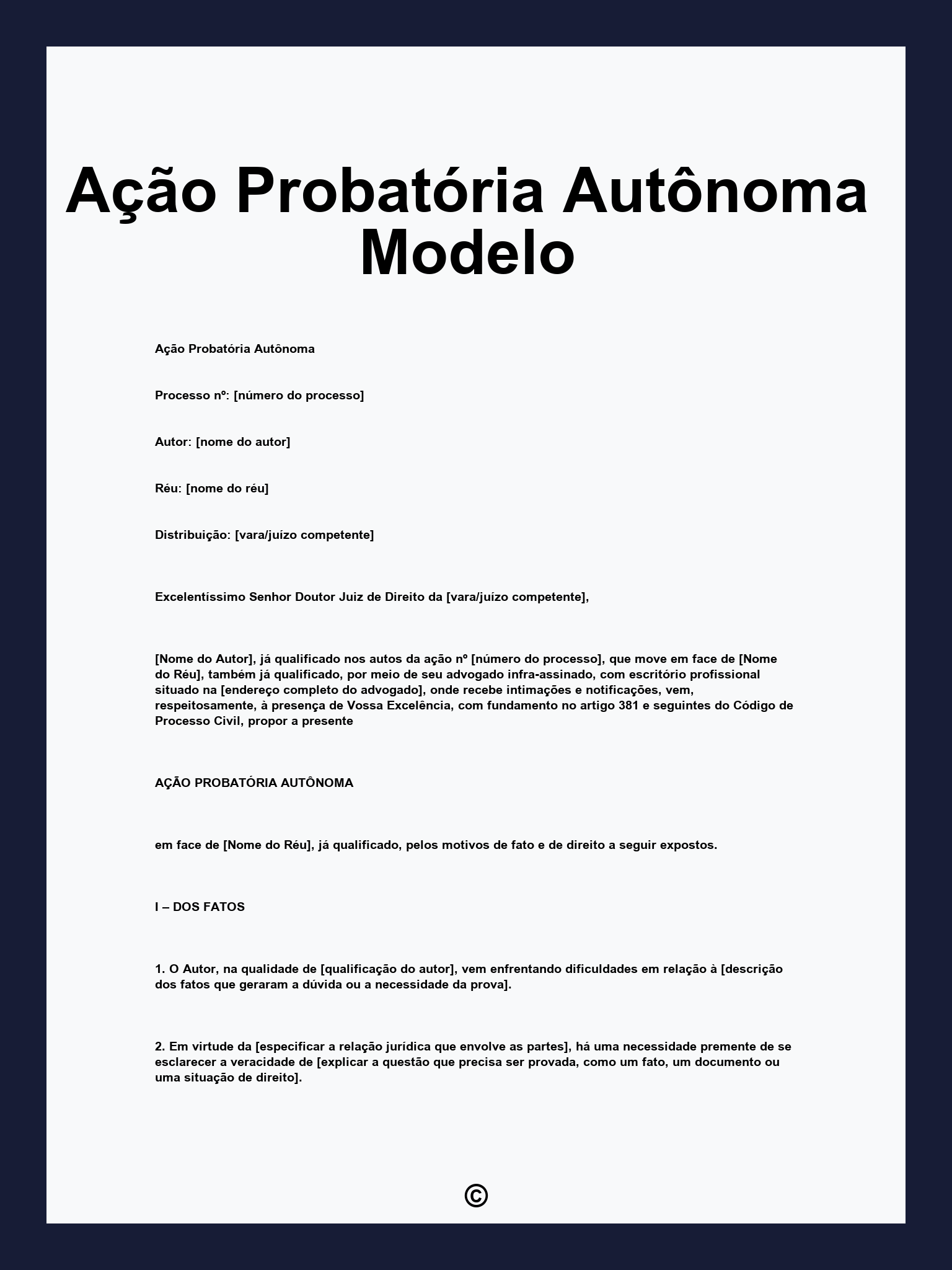 Ação Probatória Autônoma Modelo