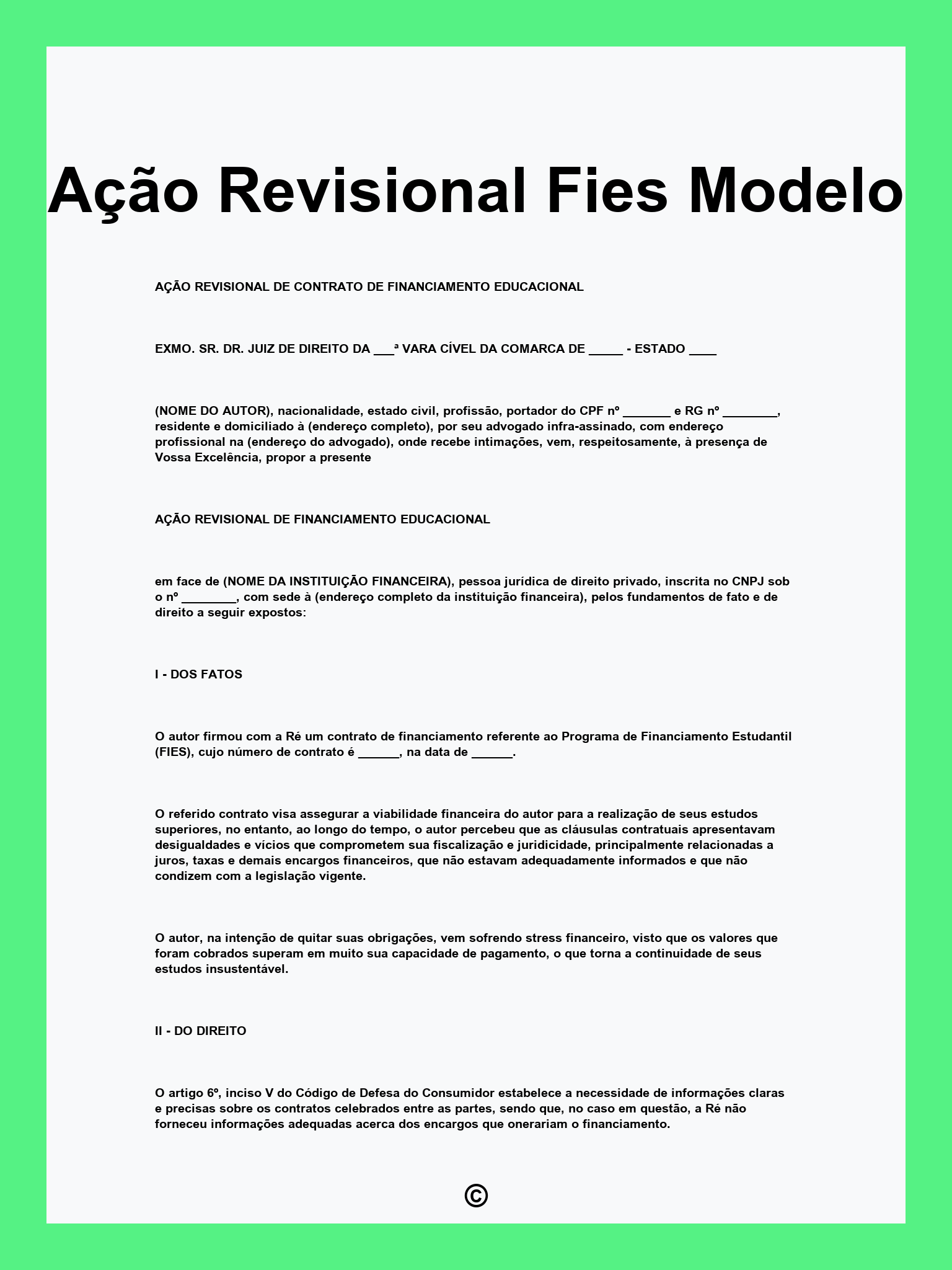 Ação Revisional Fies Modelo