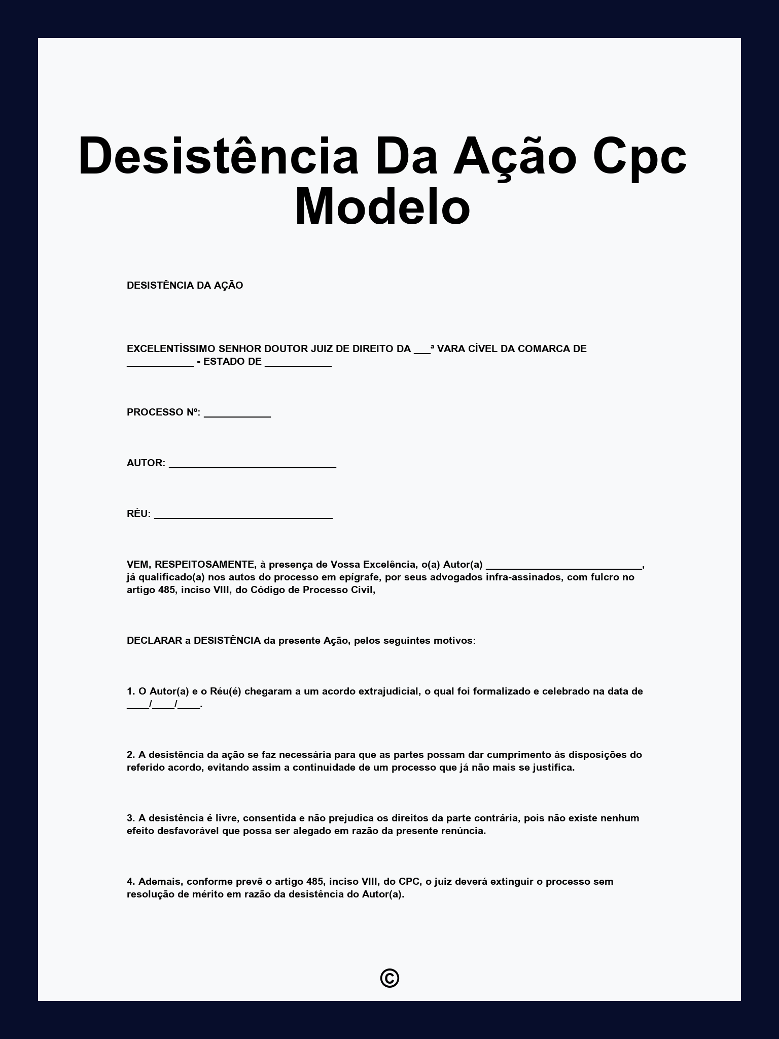 Desistência Da Ação Cpc Modelo
