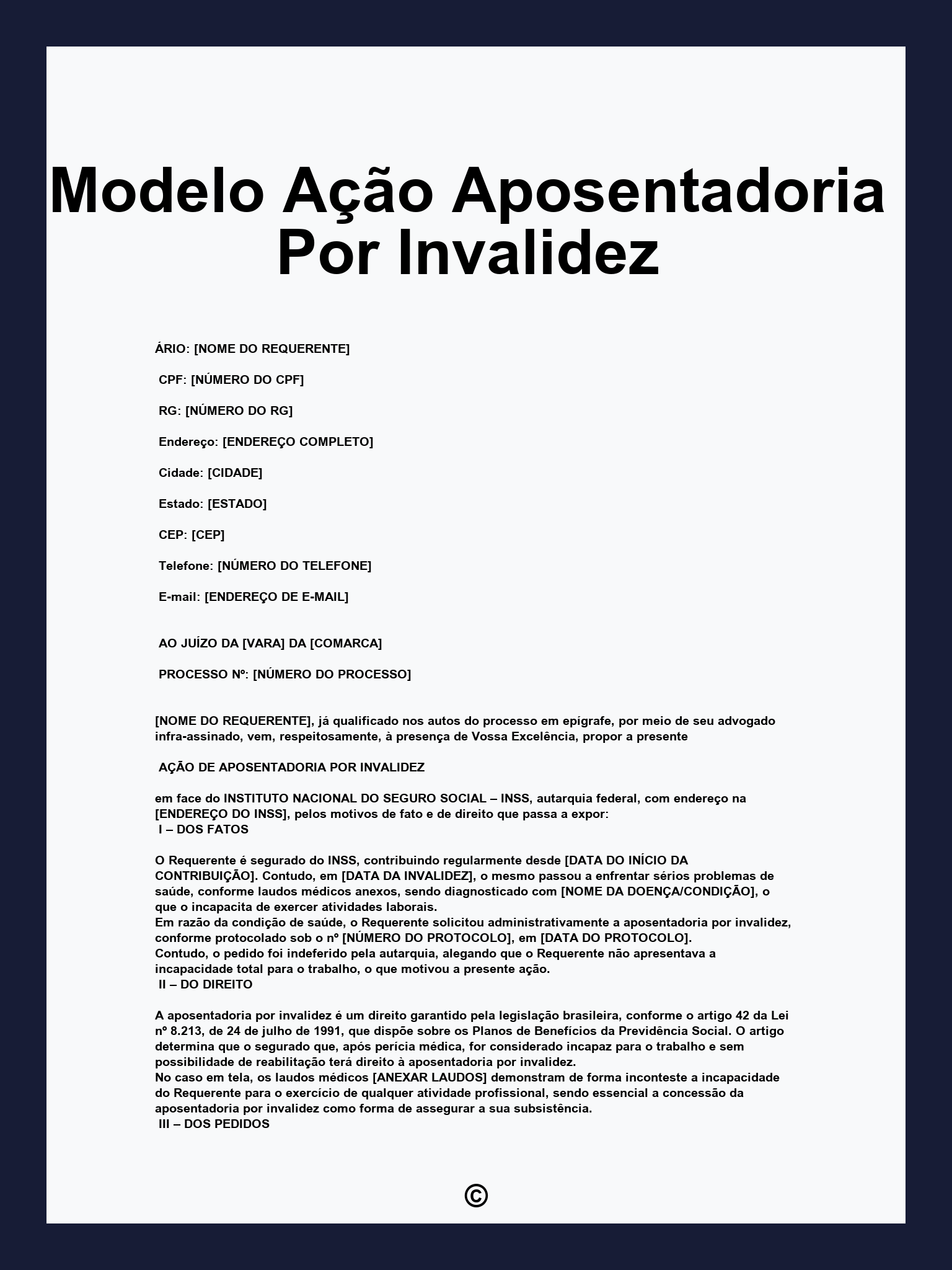 Modelo Ação Aposentadoria Por Invalidez