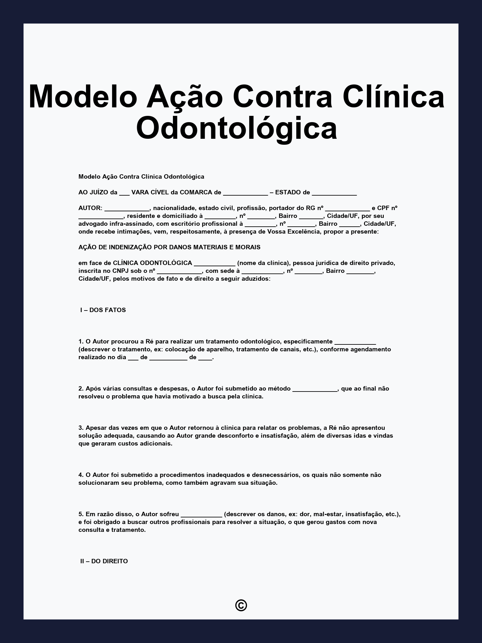 Modelo Ação Contra Clínica Odontológica