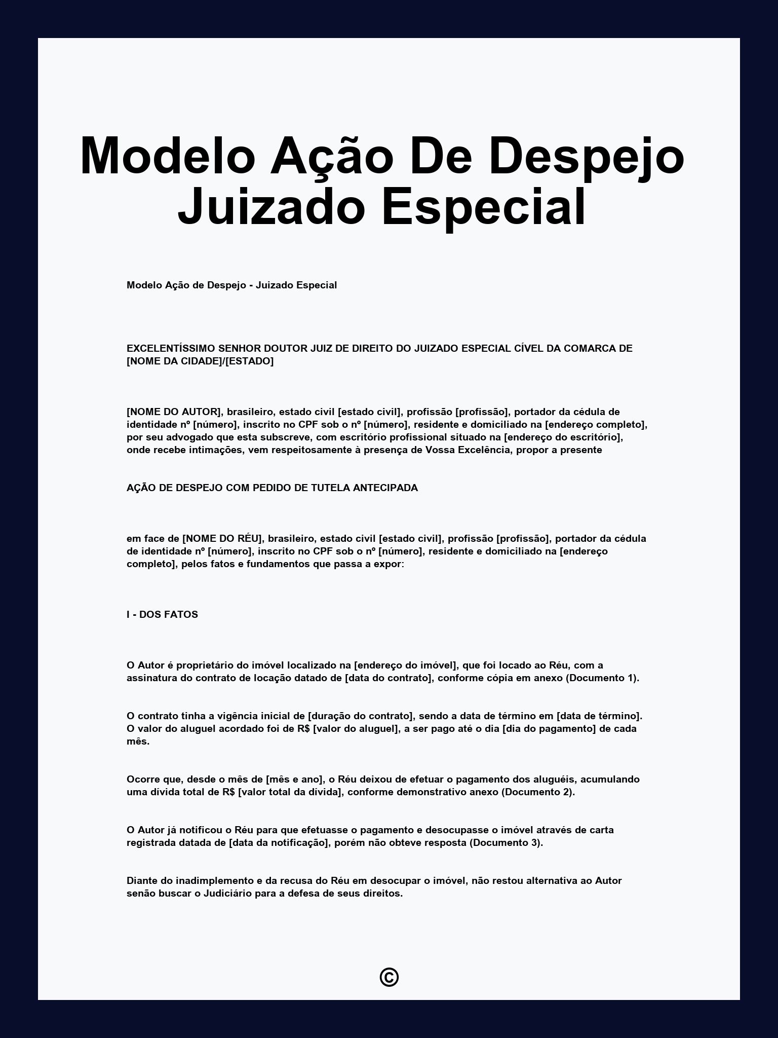 Modelo Ação De Despejo Juizado Especial