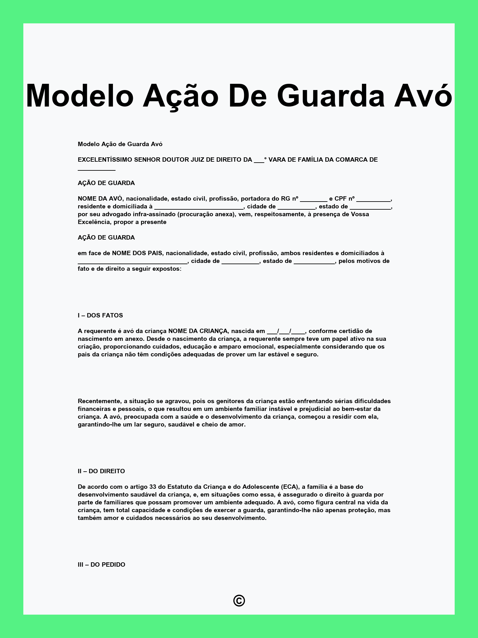 Modelo Ação De Guarda Avó