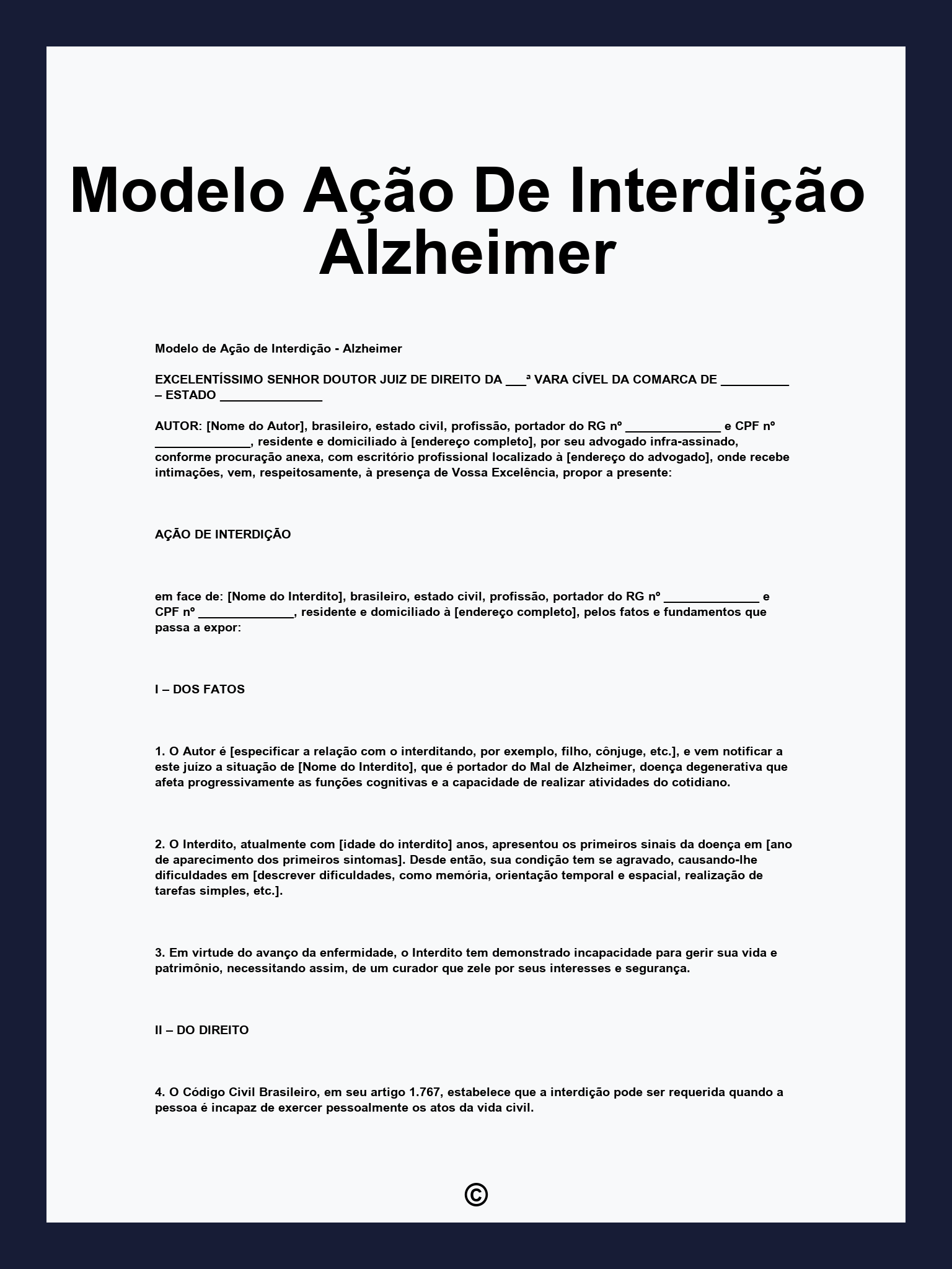 Modelo Ação De Interdição Alzheimer