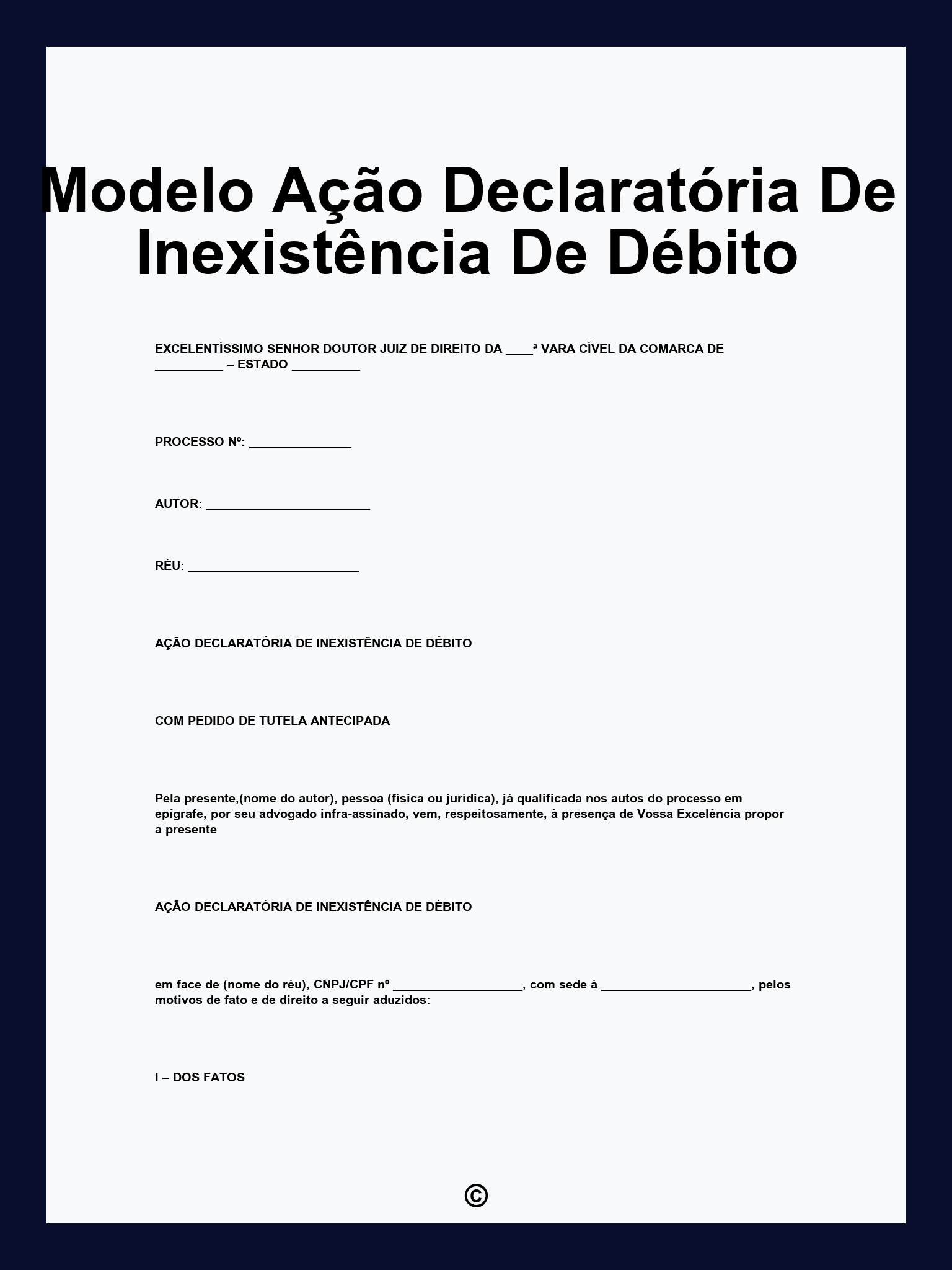 Modelo Ação Declaratória De Inexistência De Débito