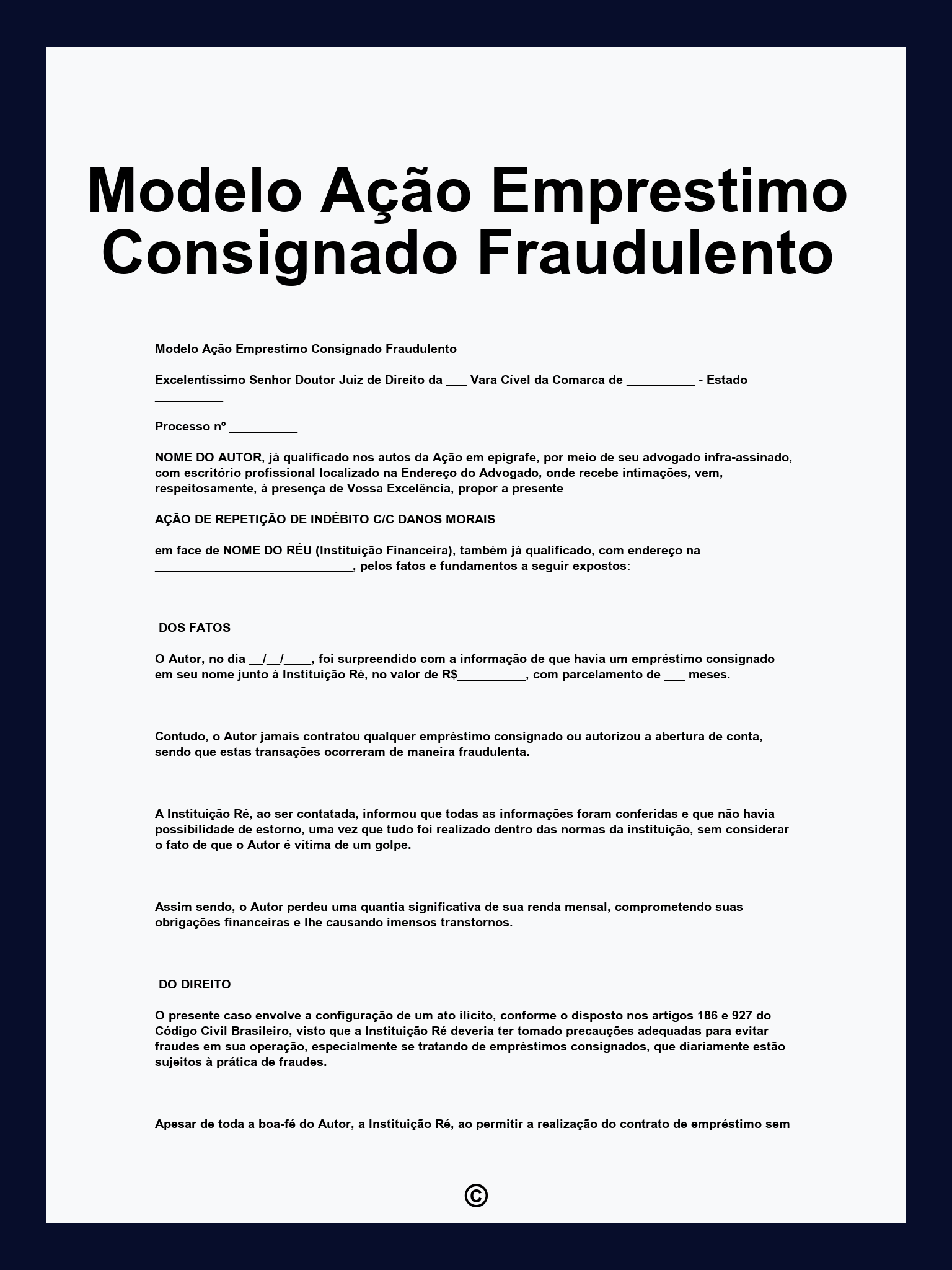 Modelo Ação Emprestimo Consignado Fraudulento