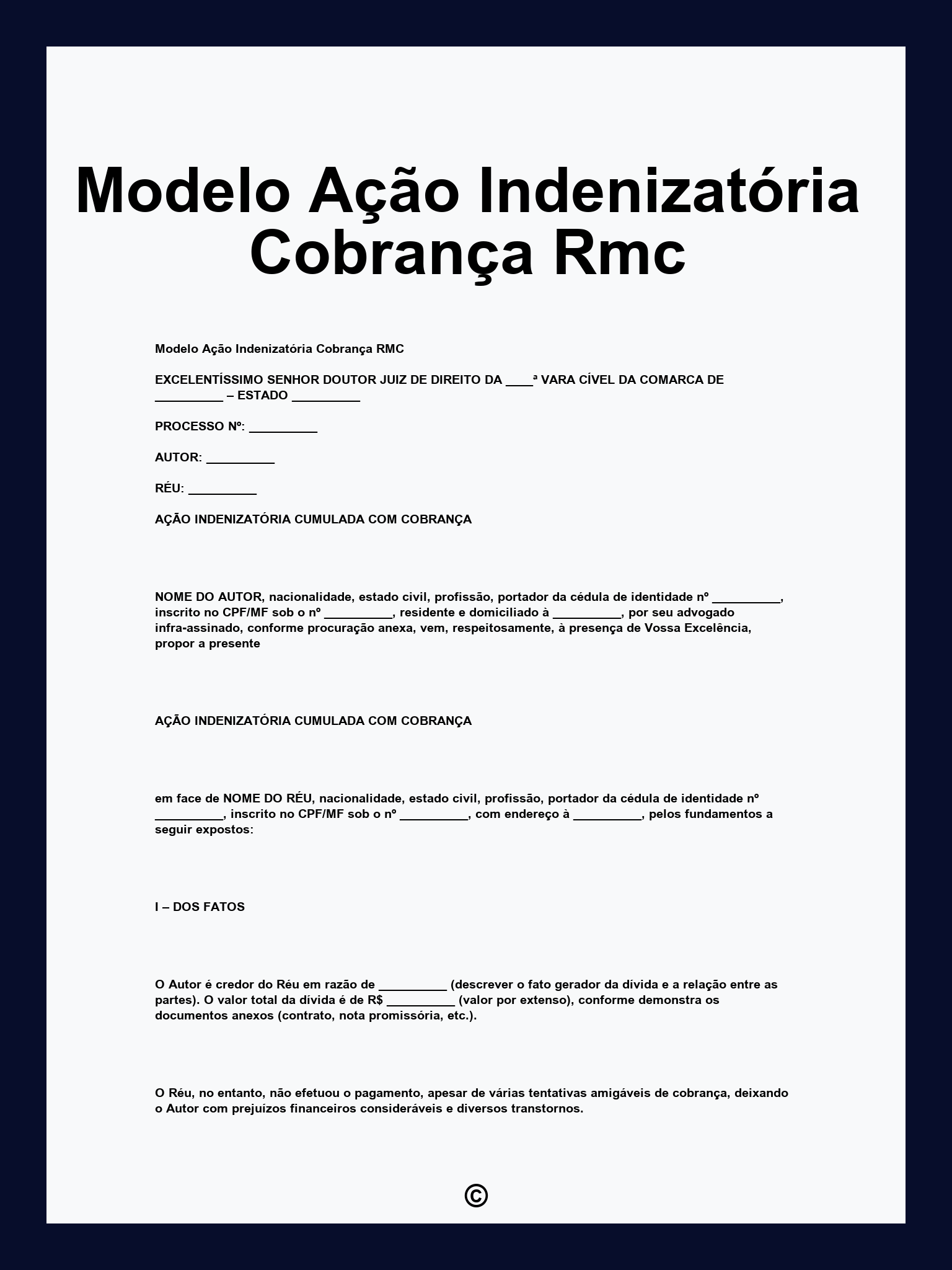 Modelo Ação Indenizatória Cobrança Rmc
