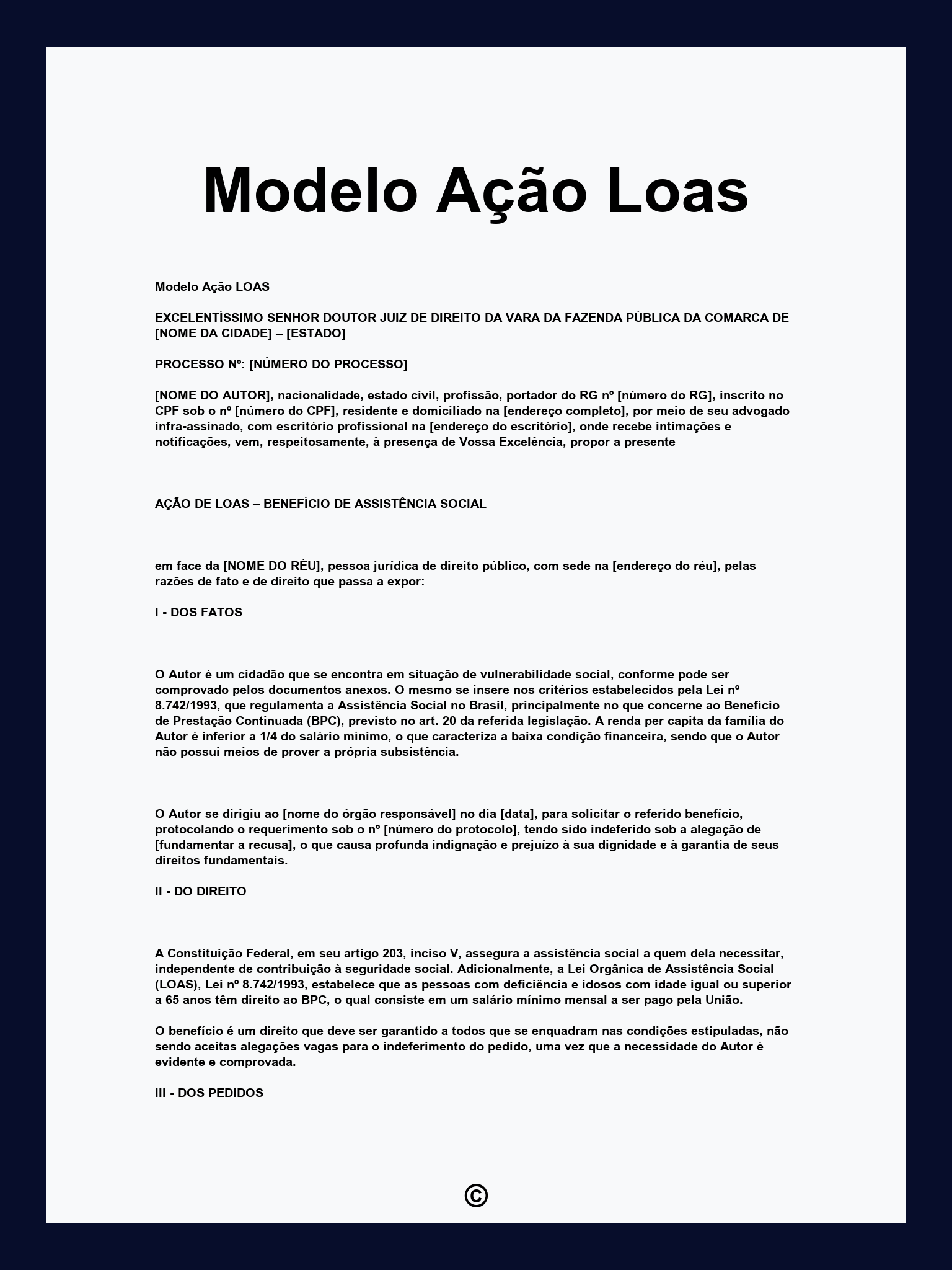 Modelo Ação Loas