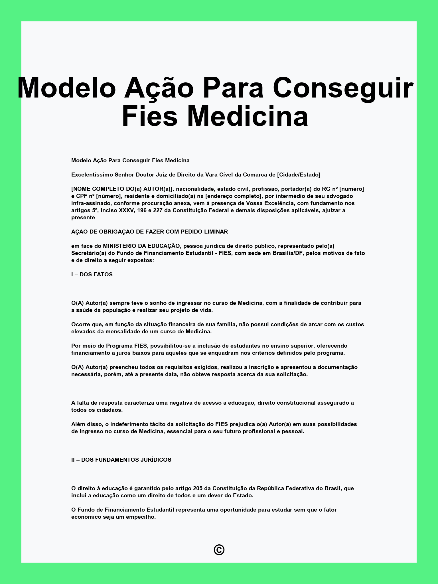 Modelo Ação Para Conseguir Fies Medicina