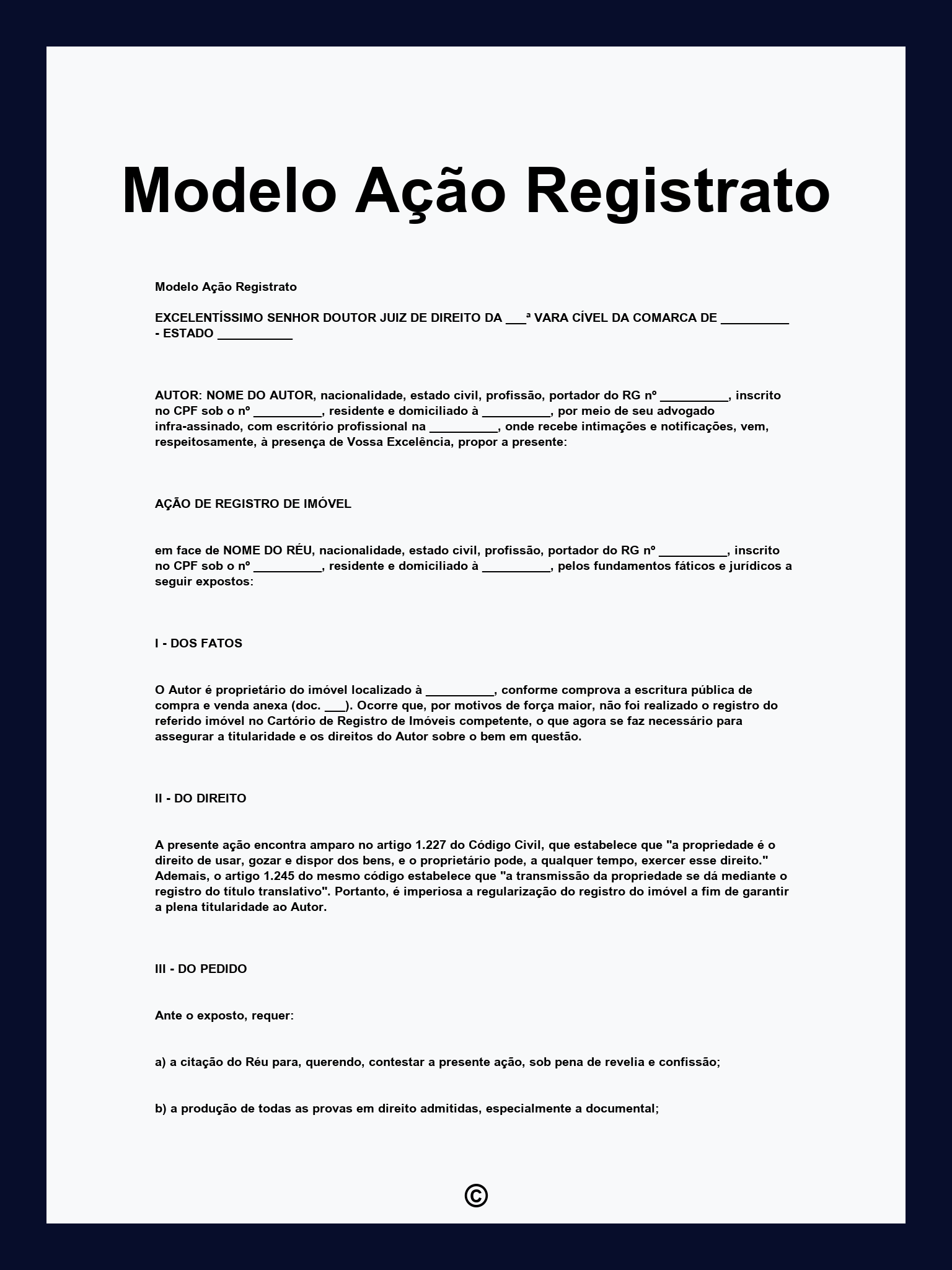 Modelo Ação Registrato