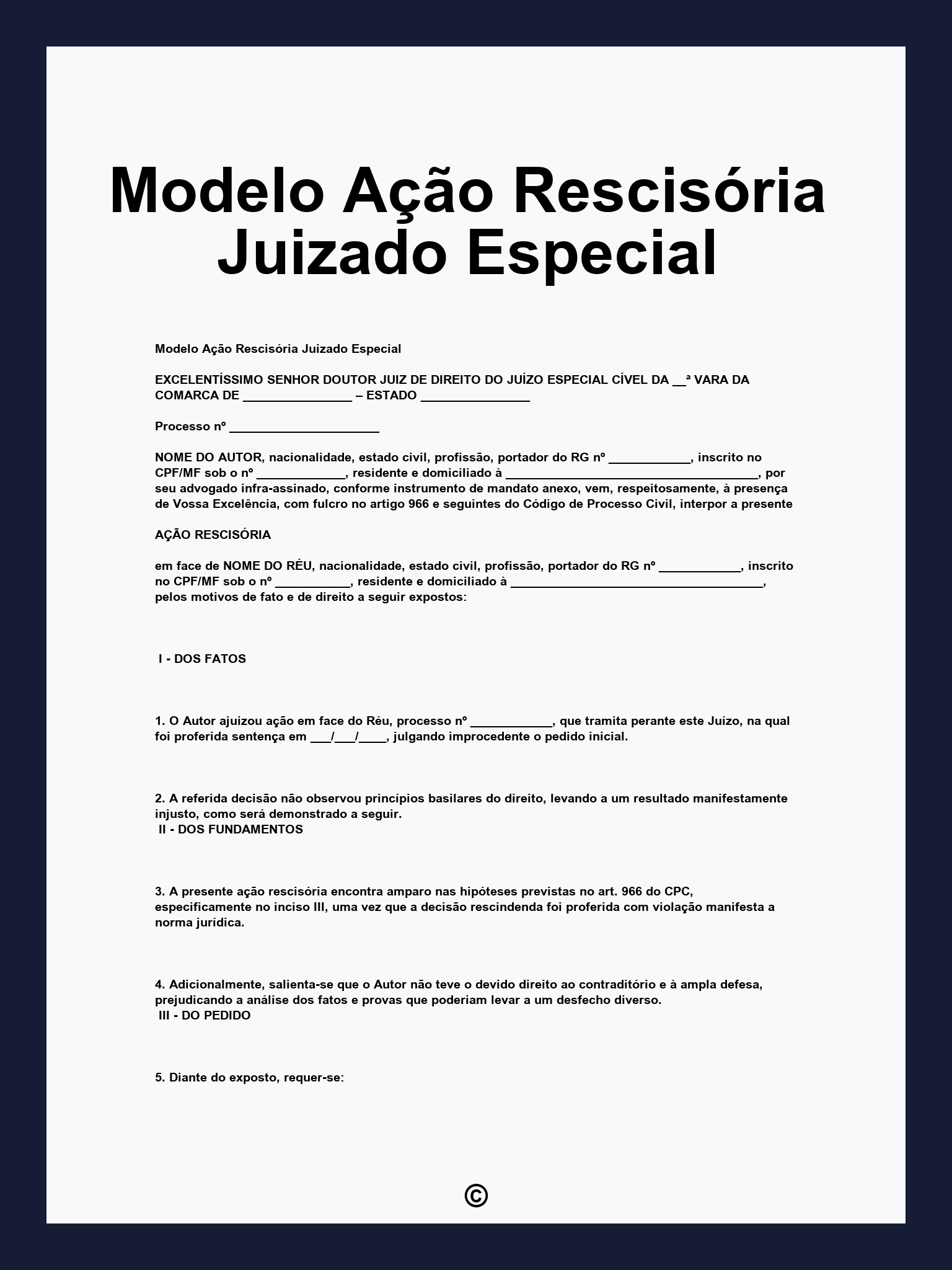 Modelo Ação Rescisória Juizado Especial
