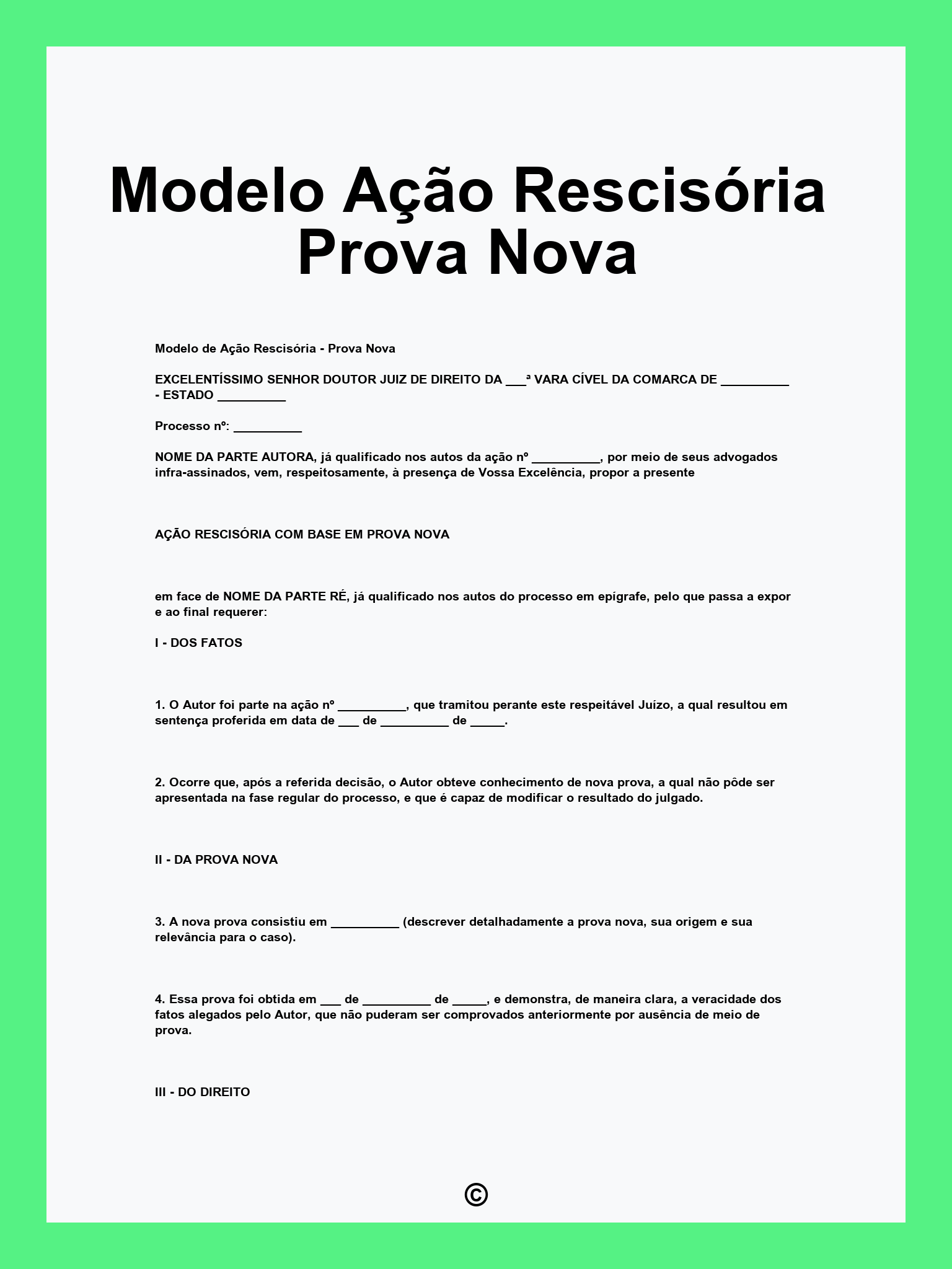 Modelo Ação Rescisória Prova Nova