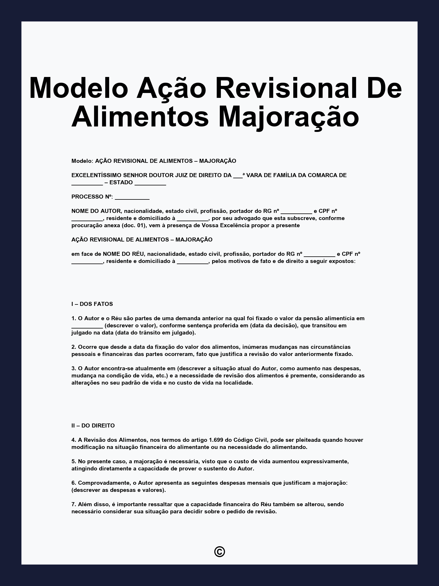 Modelo Ação Revisional De Alimentos Majoração
