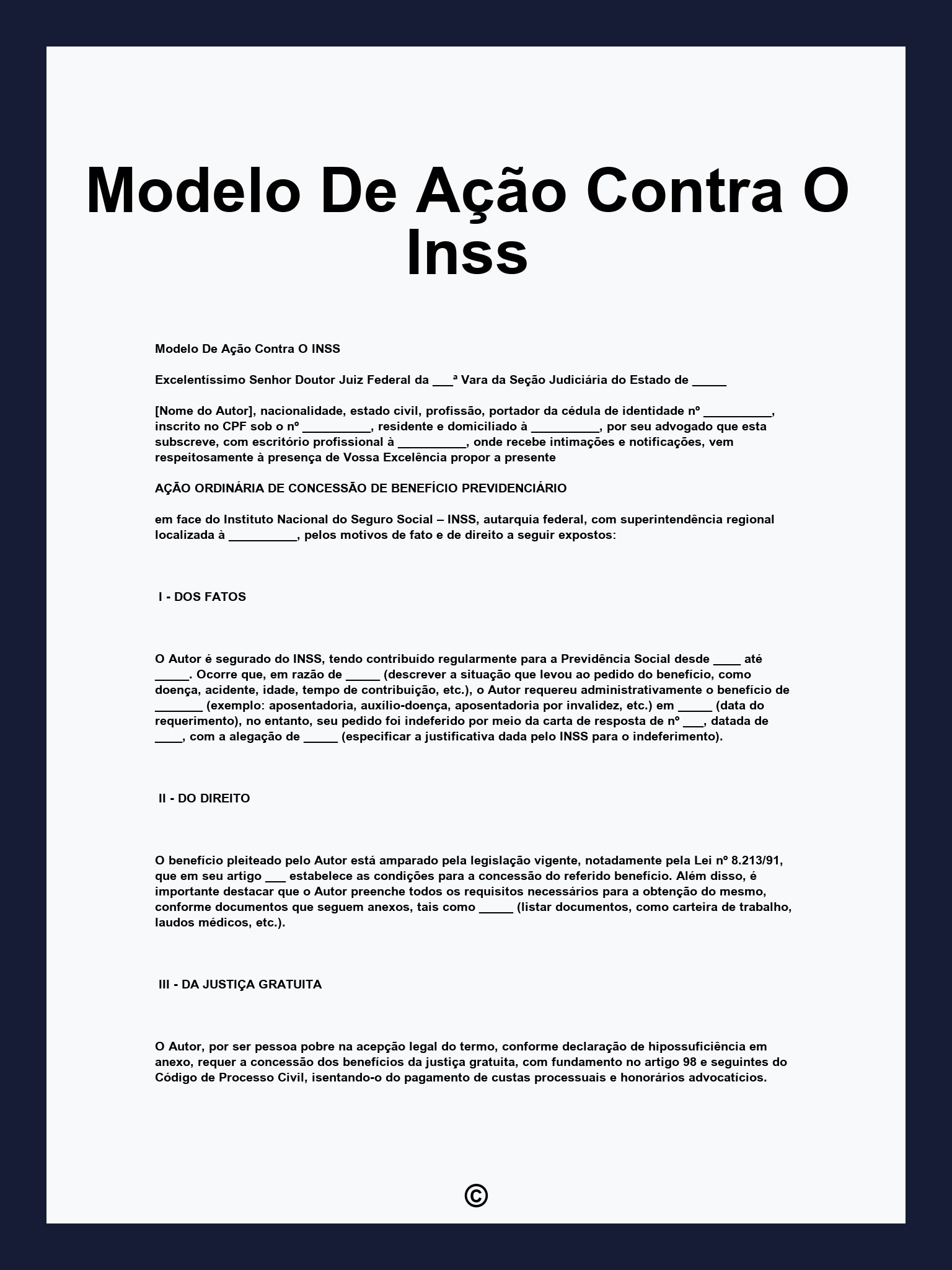 Modelo De Ação Contra O Inss