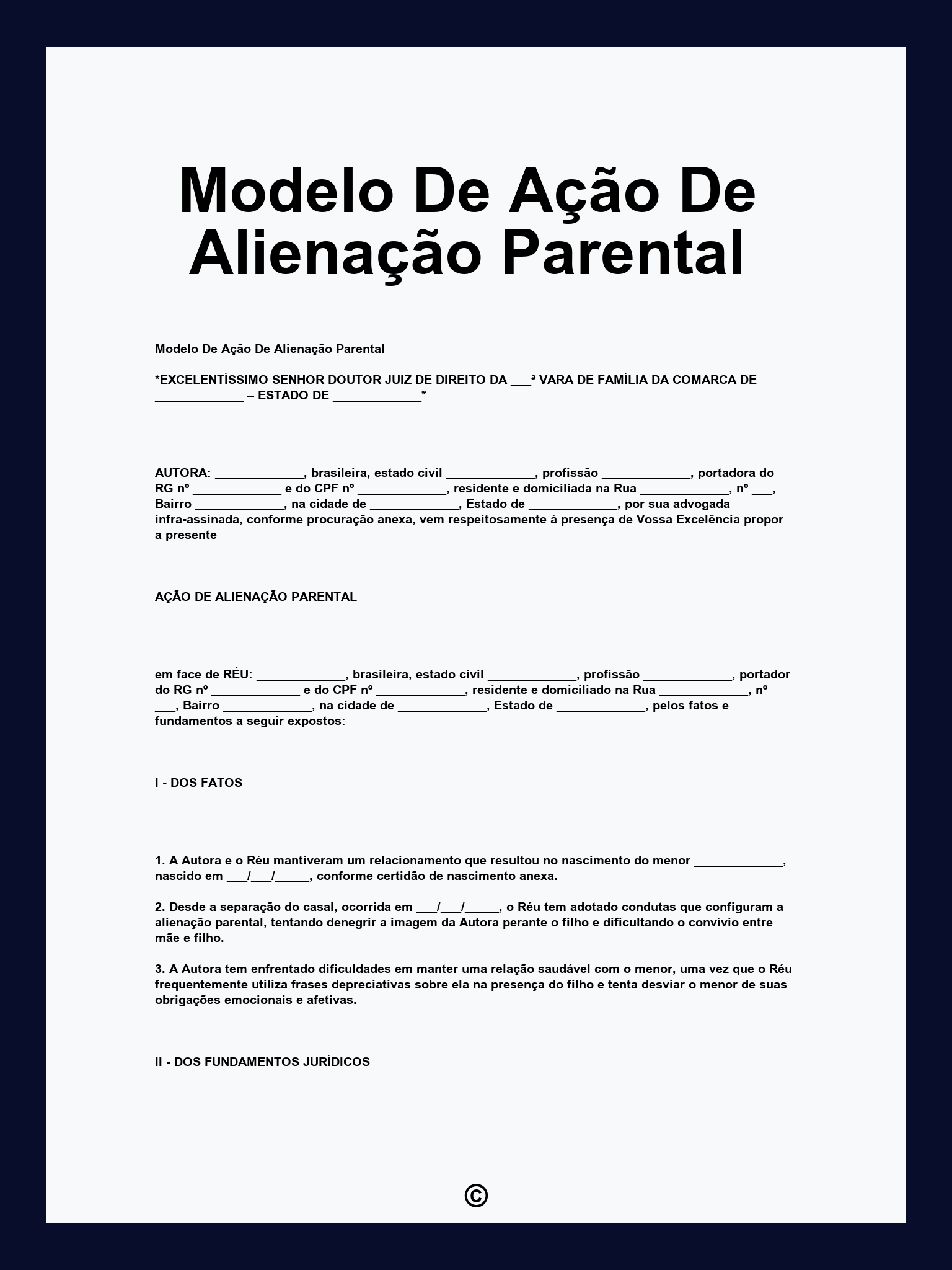 Modelo De Ação De Alienação Parental