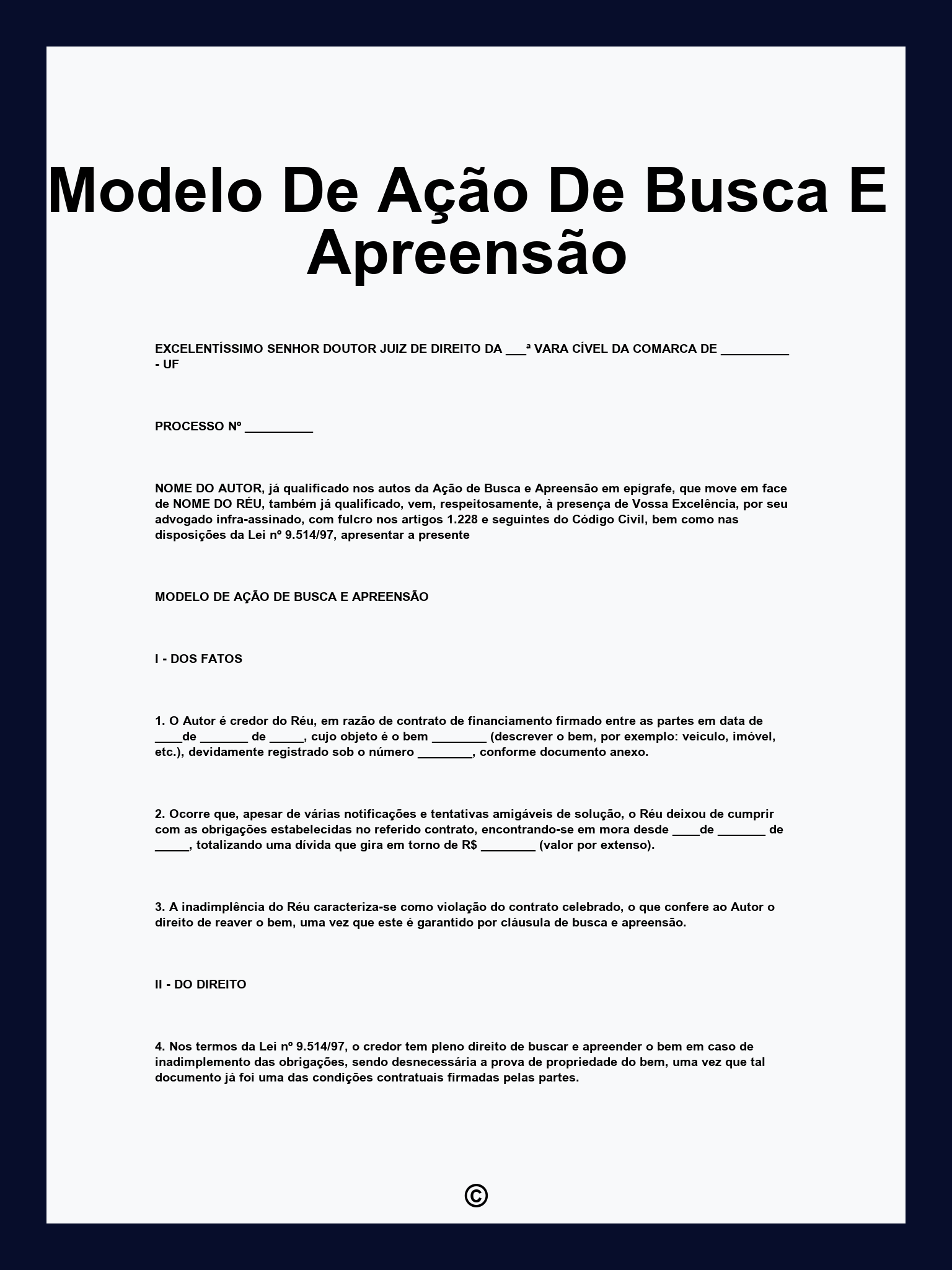 Modelo De Ação De Busca E Apreensão
