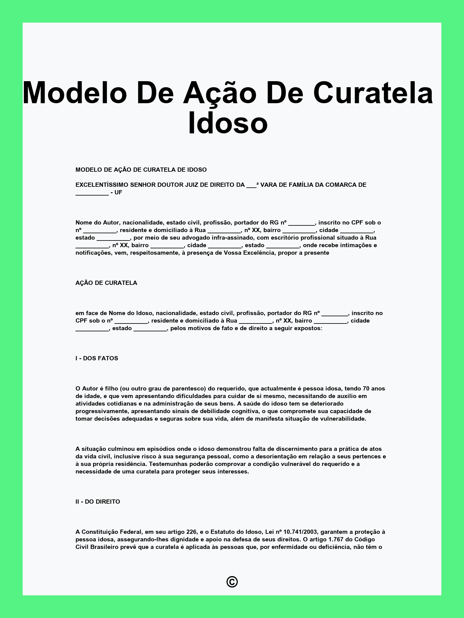 Modelo De Ação De Curatela Idoso