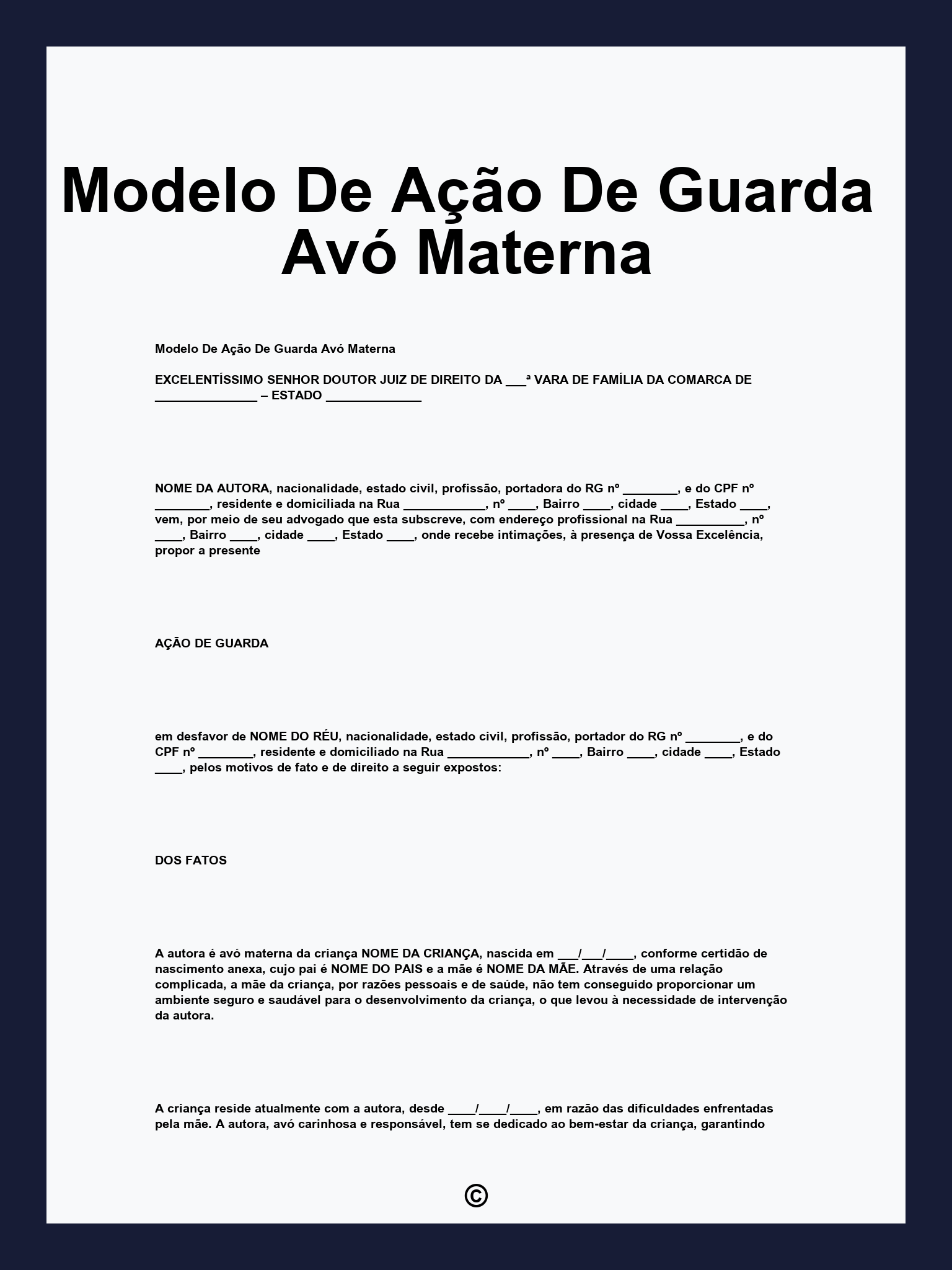 Modelo De Ação De Guarda Avó Materna
