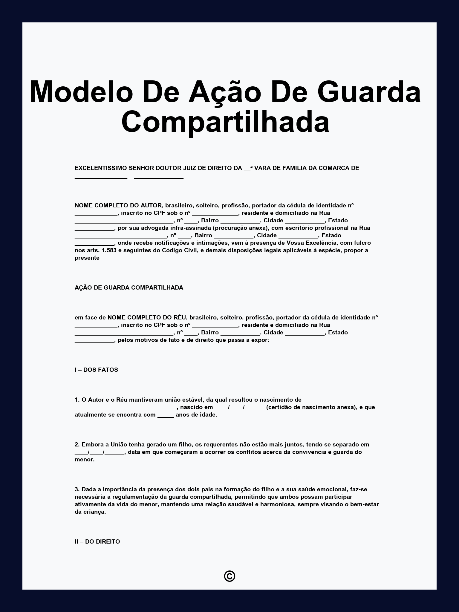 Modelo De Ação De Guarda Compartilhada