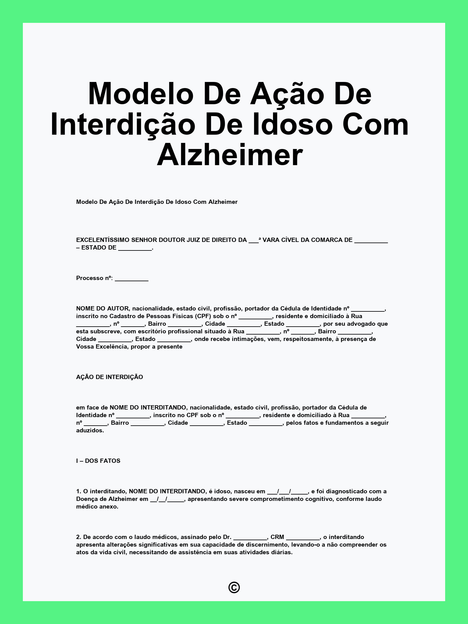 Modelo De Ação De Interdição De Idoso Com Alzheimer