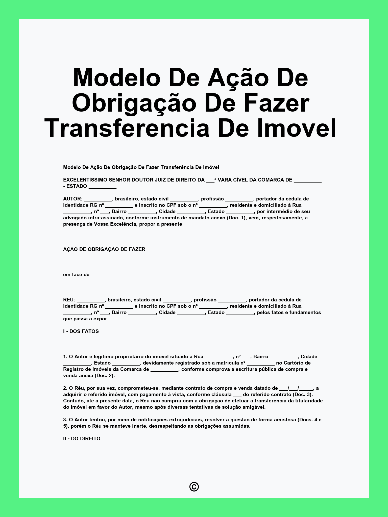 Modelo De Ação De Obrigação De Fazer Transferencia De Imovel