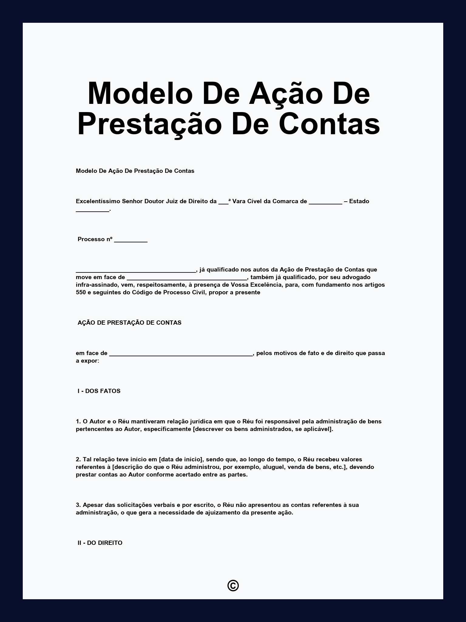 Modelo De Ação De Prestação De Contas