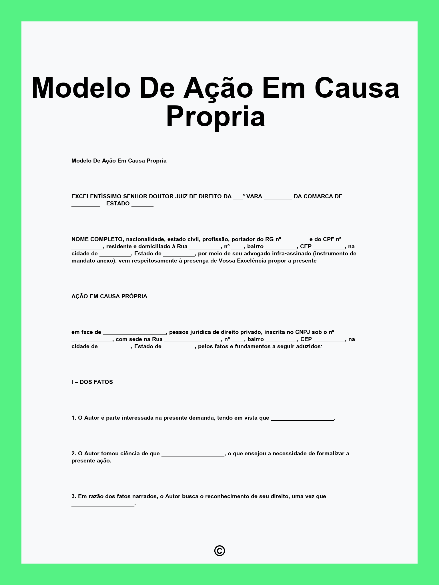 Modelo De Ação Em Causa Propria