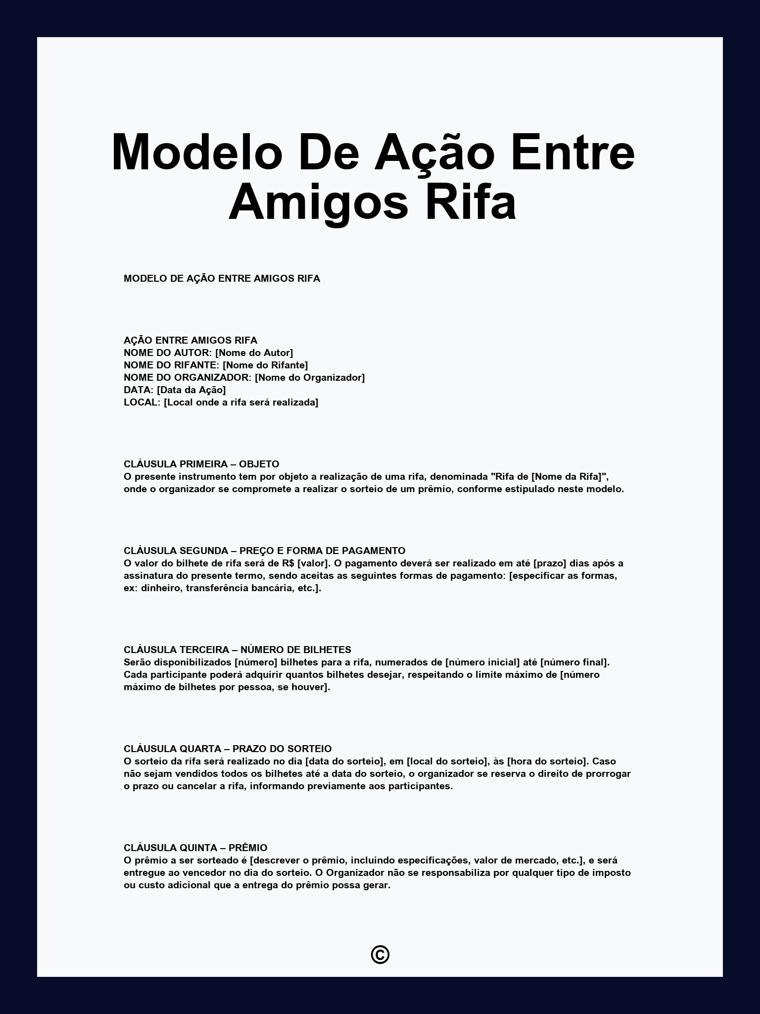 Modelo De Ação Entre Amigos Rifa