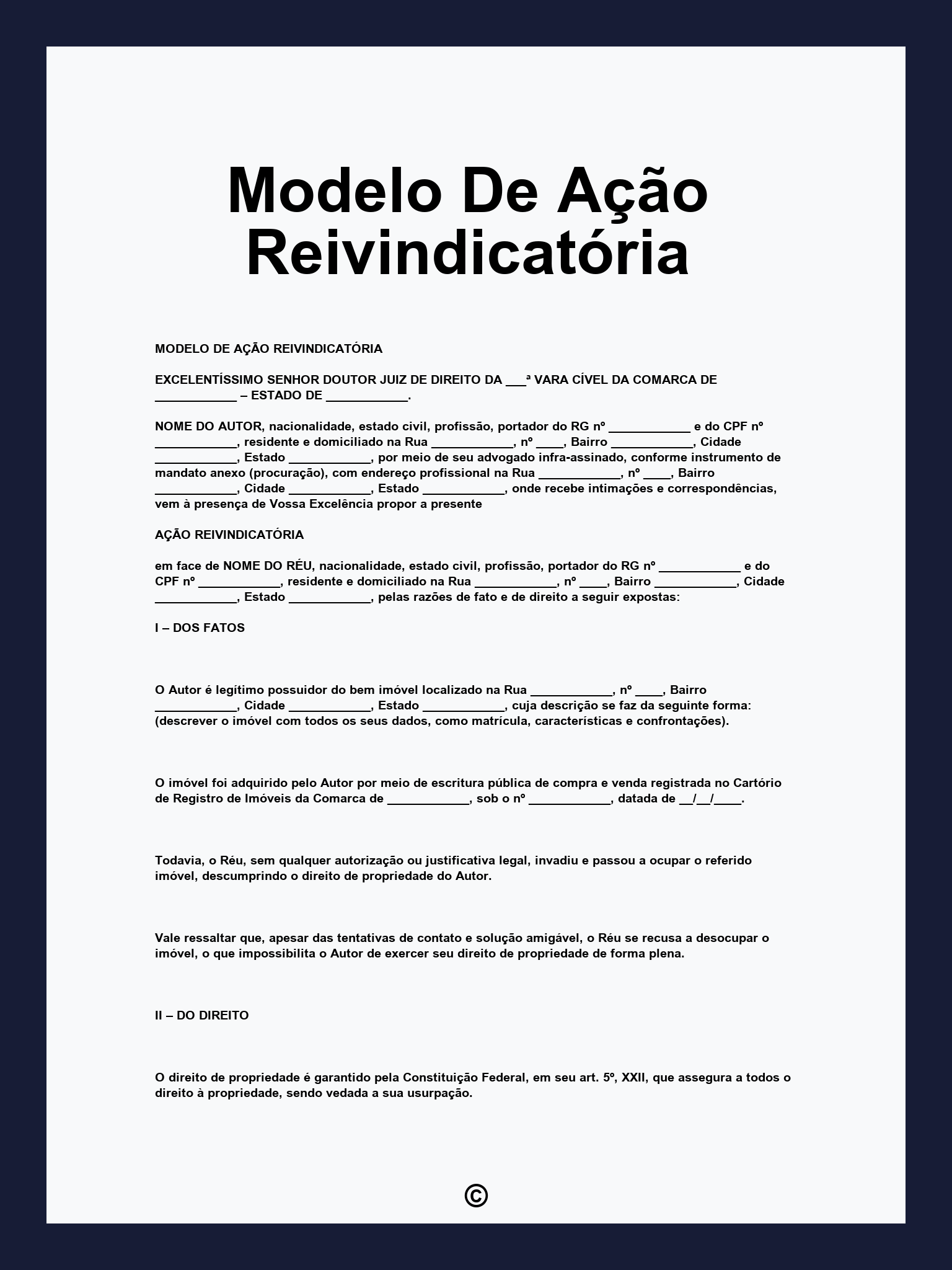 Modelo De Ação Reivindicatória