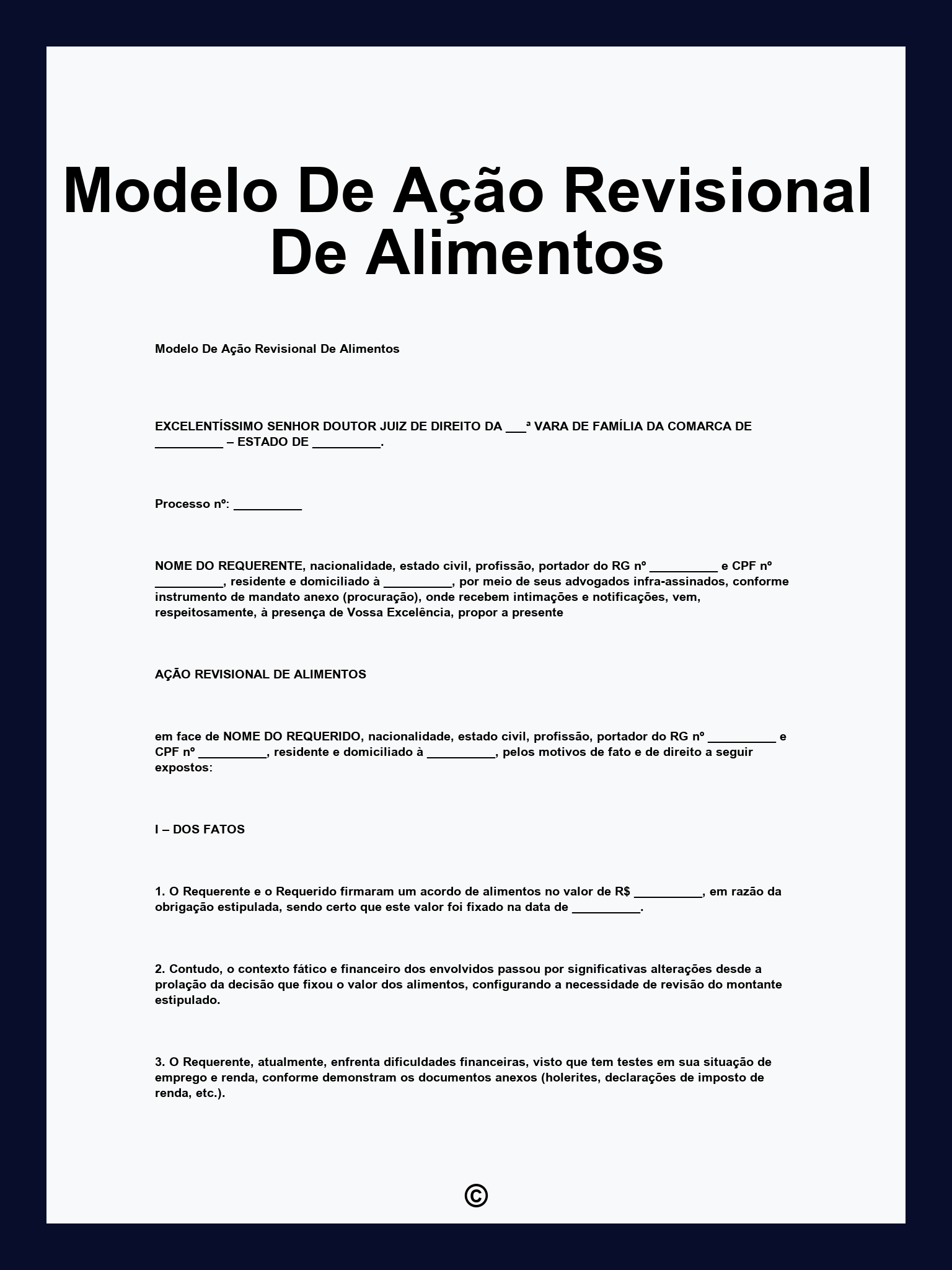Modelo De Ação Revisional De Alimentos