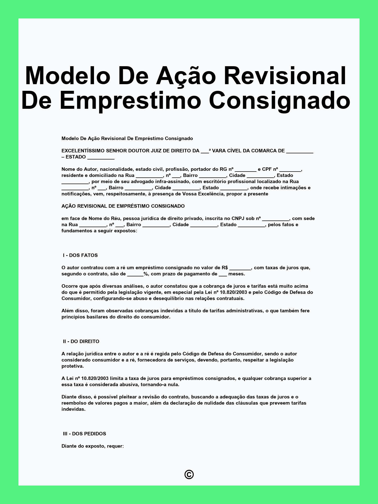 Modelo De Ação Revisional De Emprestimo Consignado