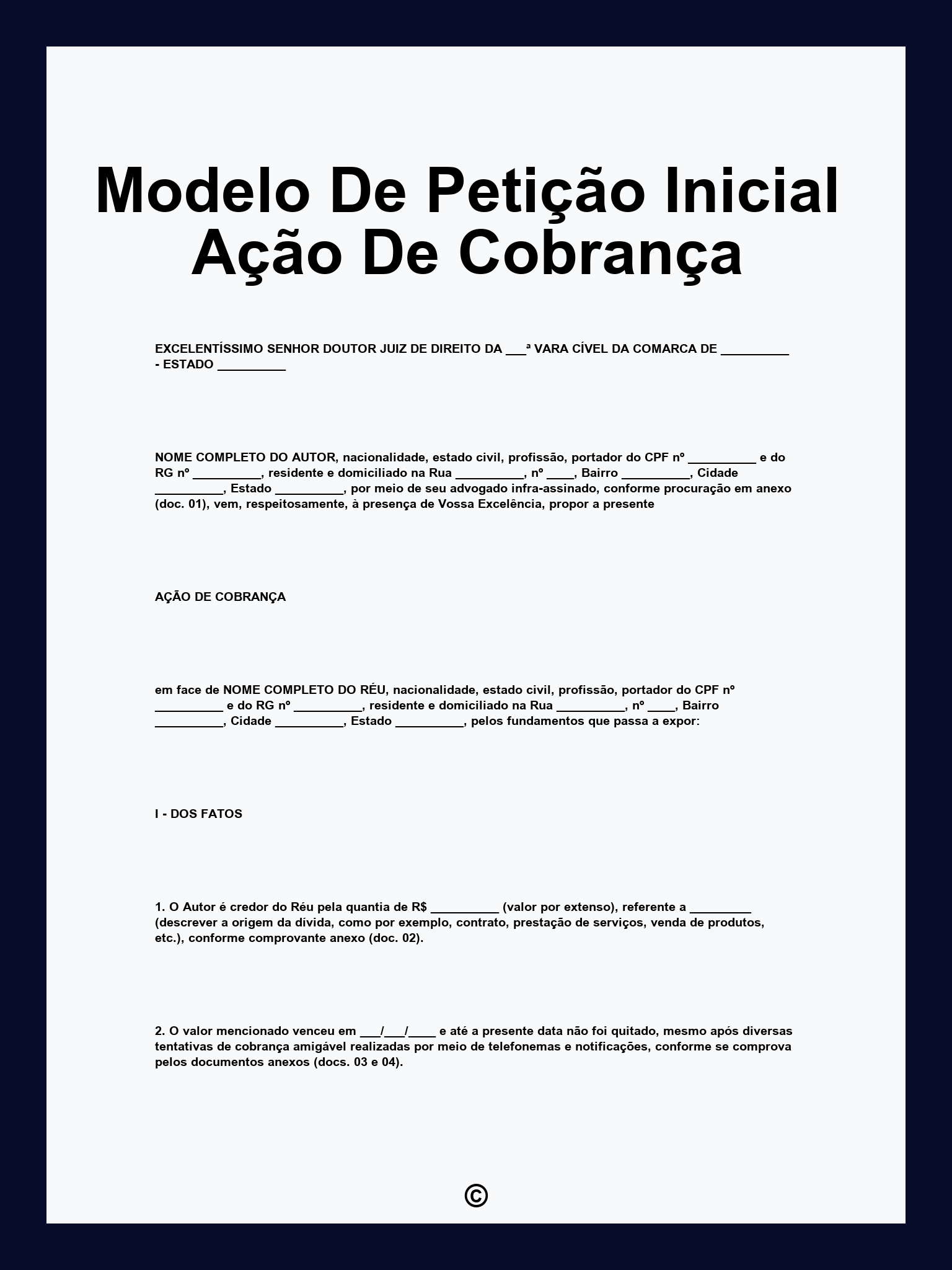 Modelo De Petição Inicial Ação De Cobrança