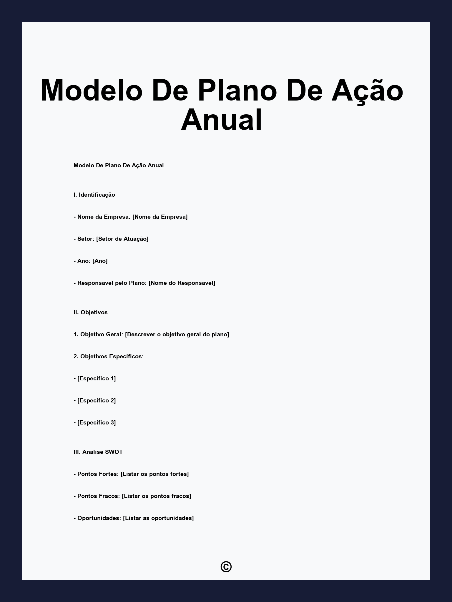 Modelo De Plano De Ação Anual