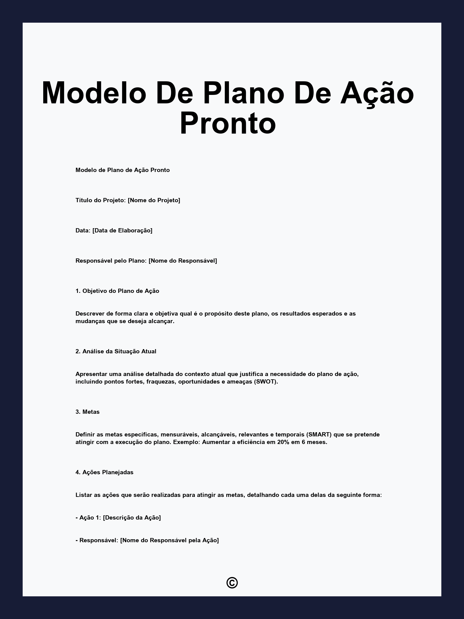 Modelo De Plano De Ação Pronto