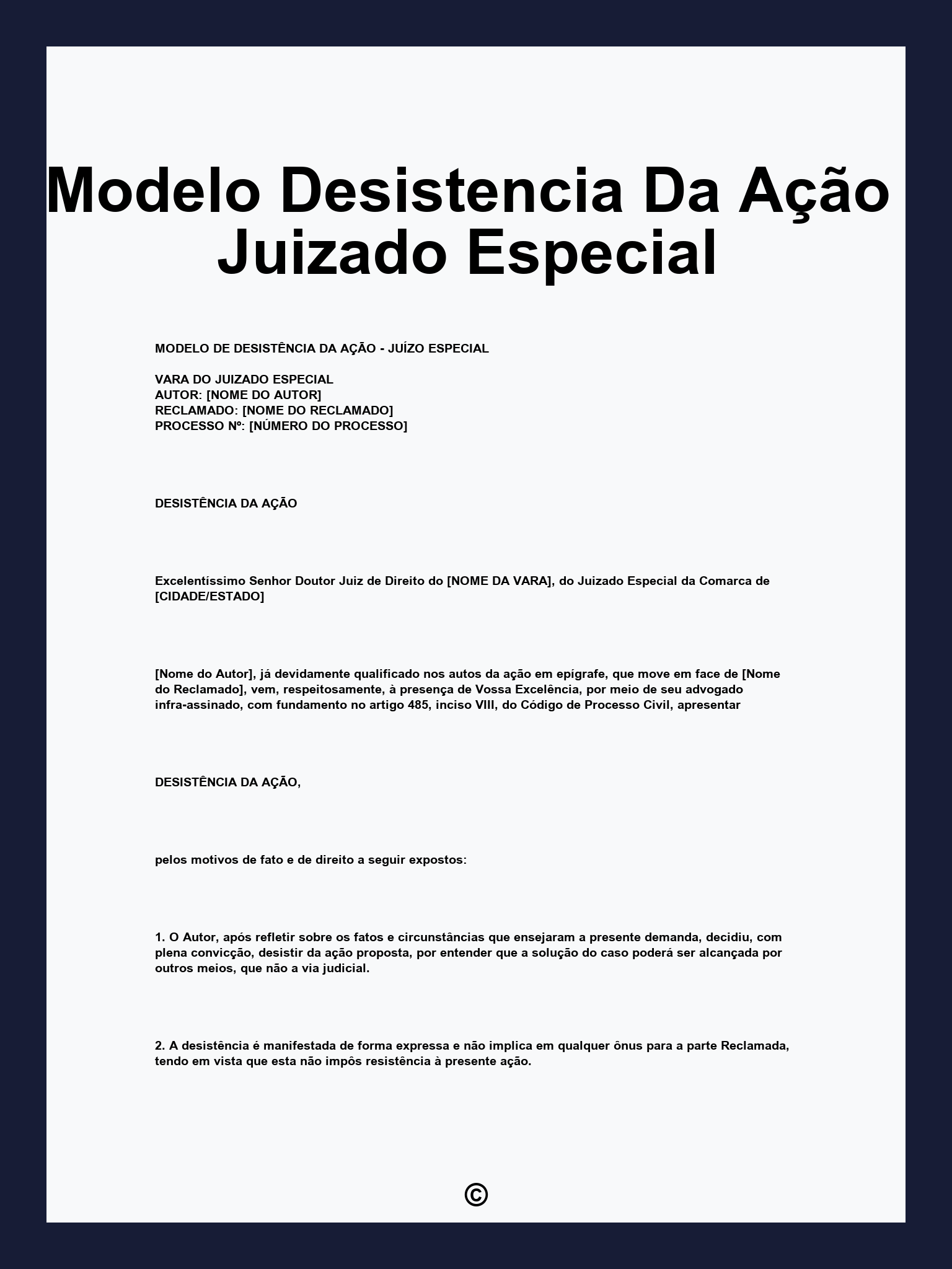 Modelo Desistencia Da Ação Juizado Especial